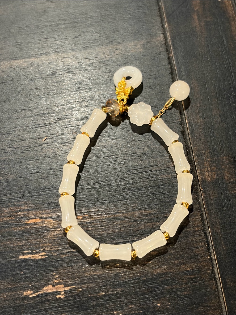 White Jade Bamboo Style Bracelet